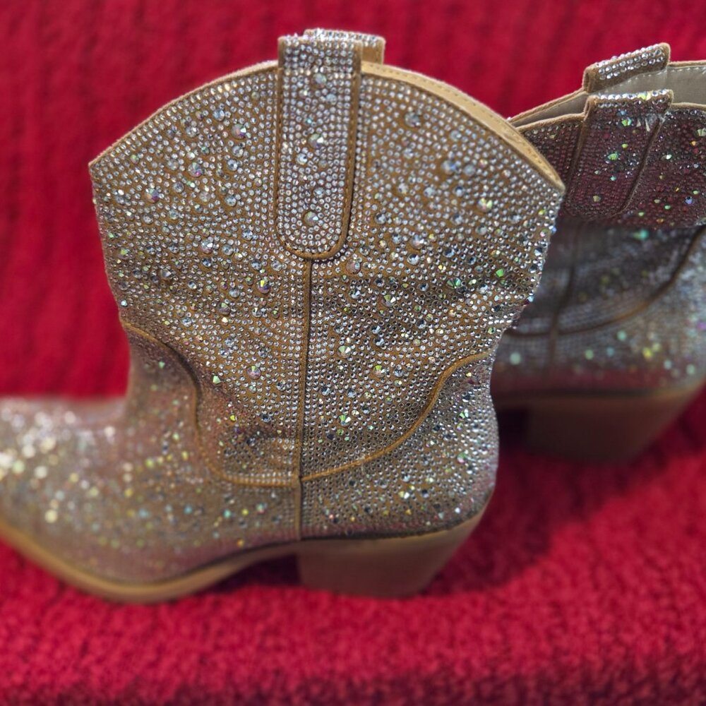 Sparkling Tan Ankle Boots - Picture 4 of 7